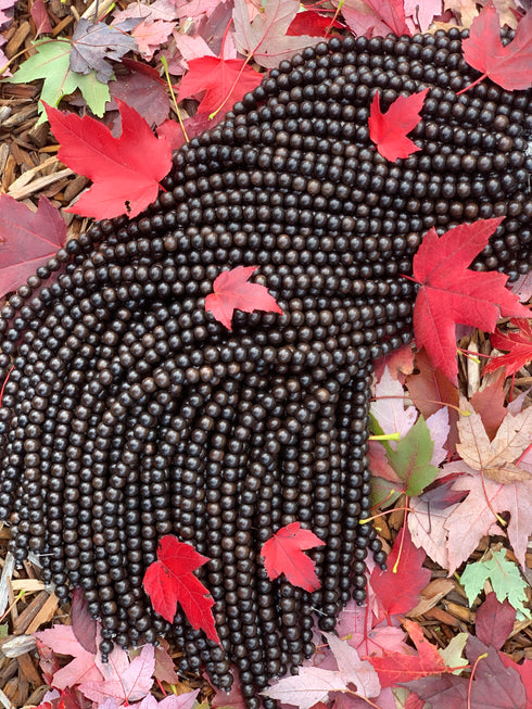 Black Ebony Wood Beads, 8mm, Round